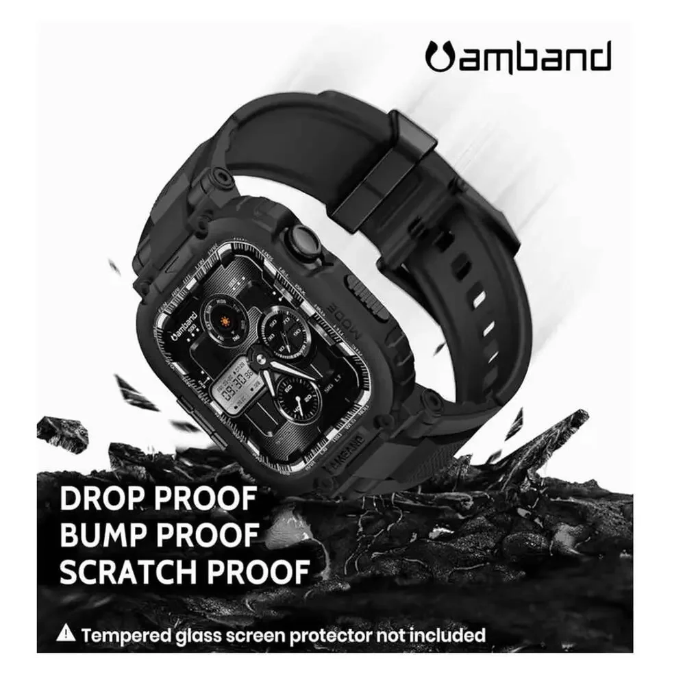Amband Rugged Watch Case with Band Case Compatible with Apple Watch 46mm for Men